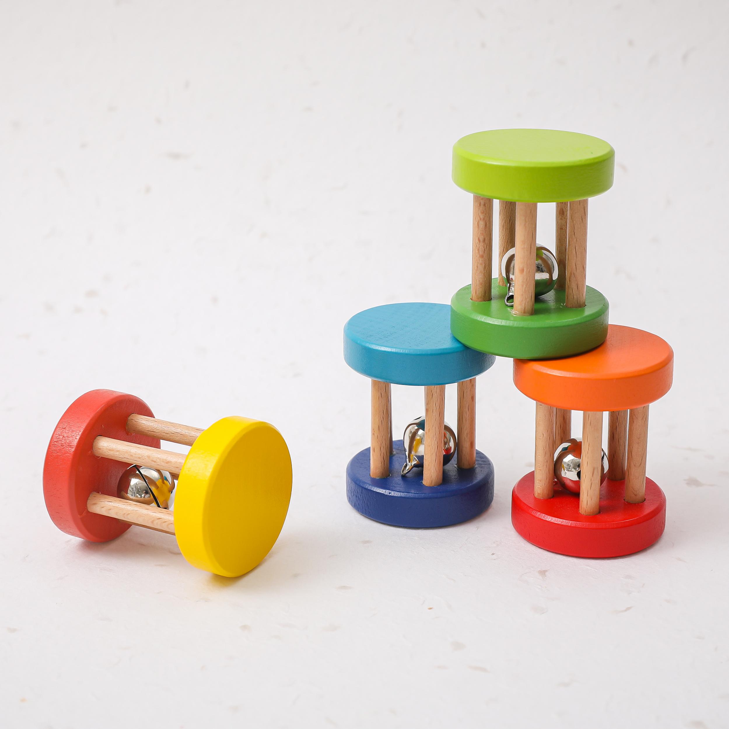 Colorful Wooden Rattle Mobile Bell Toy, Gift for Infants